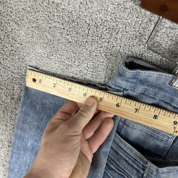 Southpole Jeans Mens 32x30 Acid Wash Skinny Moto Biker Ribbed Zip Distressed - Picture 13 of 16